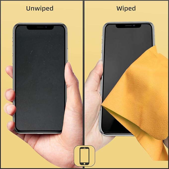 Suede Eyeglass Cloth 15.8 X 15.8 Inches Extra Large Cleaning Cloth Washable, Durable, Ultra-Fine High-Tech Quality Material for Eyeglasses, Lenses, Electronics and Screens, Car Mirrors Yellow