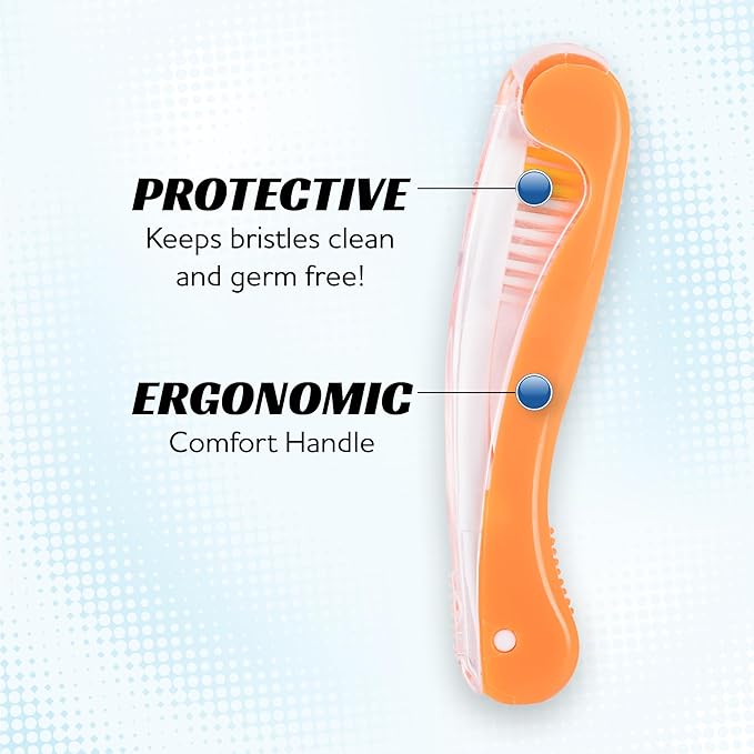 Lingito Travel Mini Toothbrush with Cover, Folding Interlock Toothbrush Adult 4 Pack Soft