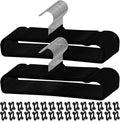 Pants Hangers Non Slip, 30 Pack Velvet Hanger for Closet with 30 Hooks, Strong Durable Space Saving Slim Pants Hanger, Ultra Thin & Space Saving Flocked Hangers for Pants/Shirts/Shorts/Bra (Black)