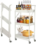 Grey Folding Storage Rack 3-Tier Mesh Storage Shelf Portable Closet Shelving Unit with 360°Removable Wheels for Kitchen/Living Room/Bathroom/Laundry Room/Pantry/Garage/(Max Load Capacity 200 lb)