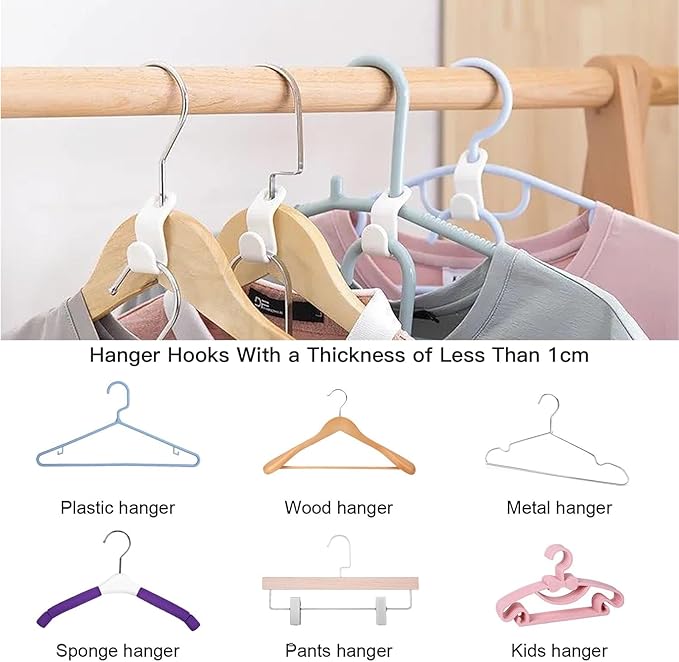 50 PCS Hanger Connector Hooks, Space Saving Hangers, Closet Hanging Organizer for College Dorm Room Essentials, Thickening Upgrade (Pink-50 Pcs)