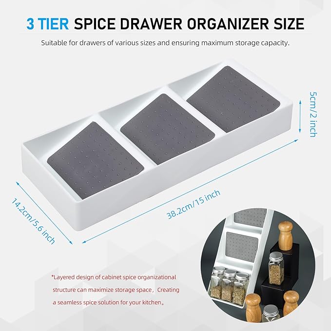 Kitchen Drawer Organizer,2 Pack,Pantry Organizers and Storage,Spice Rack Organizer for Cabinet, Making up Organizer, Bottle Rack,Bottles Holder,Spice Bottle Organizer