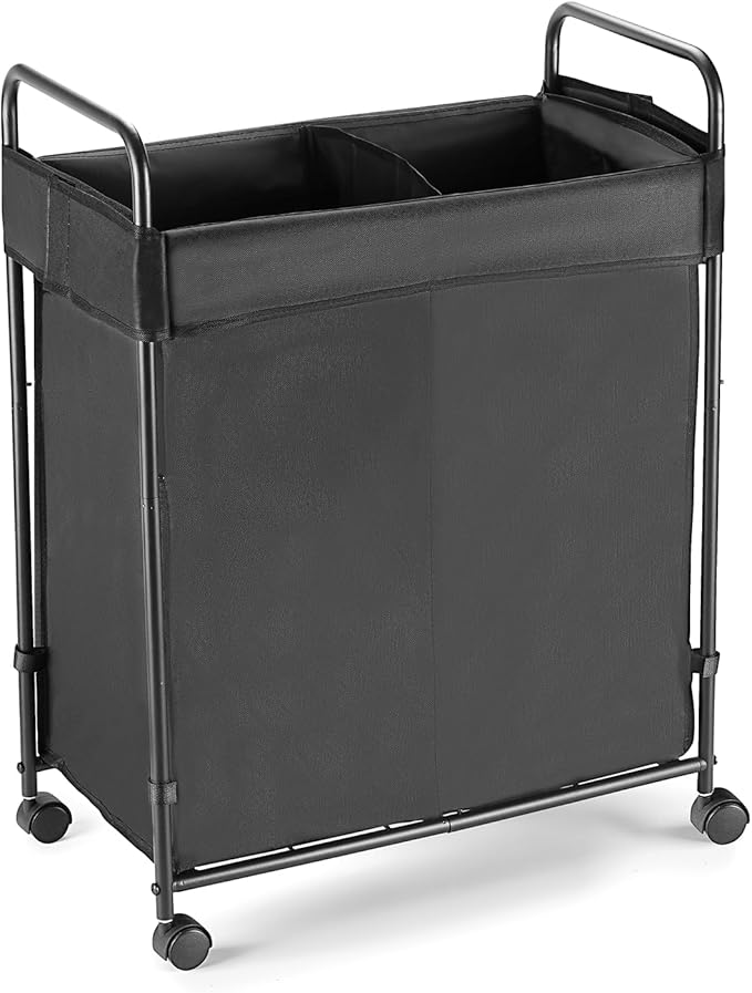 100L Laundry Hamper with Wheels, Rolling Laundry Sorter Cart with Metal Frame and Removable Liner, Dirty Clothes Hampers for Bedroom, Laundry Room, Bathroom
