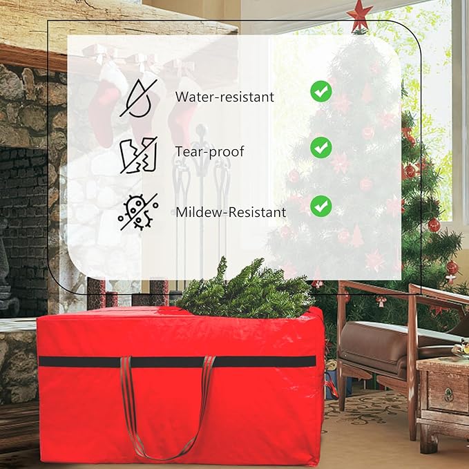 Christmas Tree Bag 4FT/5FT Small Christmas Tree Storage Bag Waterproof Tearproof with 4 Handles Easy to Transport/Organize Red