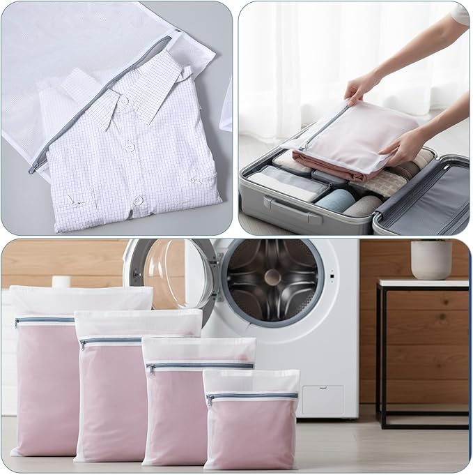 4pcs Net Mesh Washing Bags for Laundry Mesh Laundry Bags for Washing Machine Wash Durable Net Wash Bag for Delicates Room Essentials for College Dorm Travel (X Large, Large, Medium, Small)