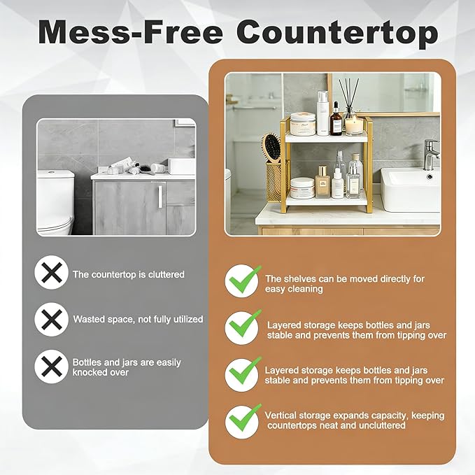 2-Tier Kitchen Storage and Organisation Rack with Side Baskets, Multifunctional Spice Rack Coffee Station Organizer for Kitchen, Coffee Bar, Bathroom, Office