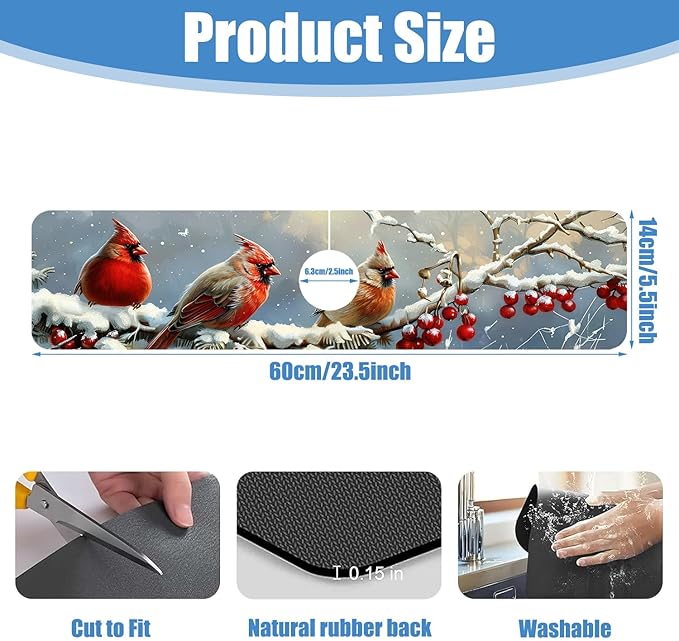 Chrismas Sink Splash Guard Faucet Mat Welcome Winter Absorbent Fast Drying Mat Sink Gadgets Splash Guard Behind Faucet Drip Catcher for Kitchen Bathroom 23.5"X5.5"