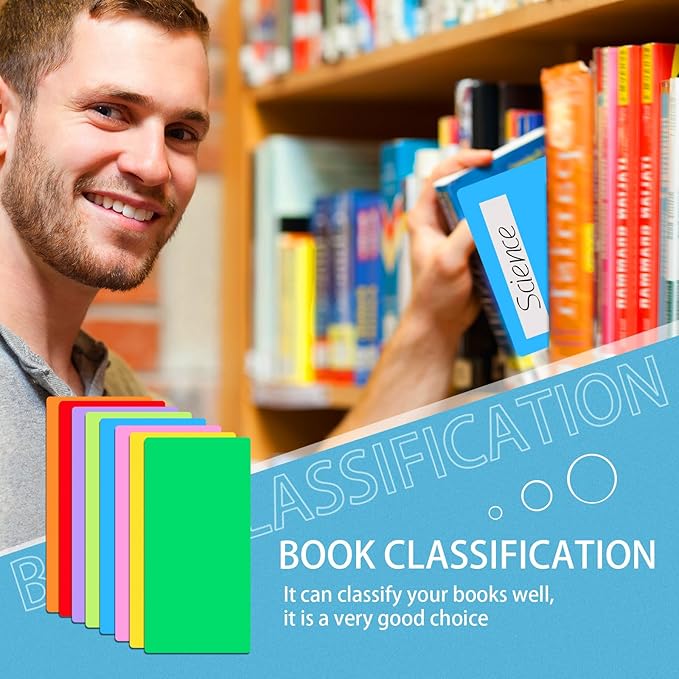 80 Pack Library Book Shelf Dividers 6 x 12 Inch Comic Book Dividers with 90 PC Repositionable Sticker Colorful Shelf Partitions for Home Library Back to School Classroom and Teacher Supplies