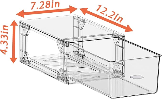 clear Drawer-Type Plastic Storage Box Bins Organizer，Family First Aid Kits Medicine cabinet Box Organizer,Closet ，Shelf，Ointments, Adhesive Bandages，Cosmetics,Office Items (clear, ZZ4L)