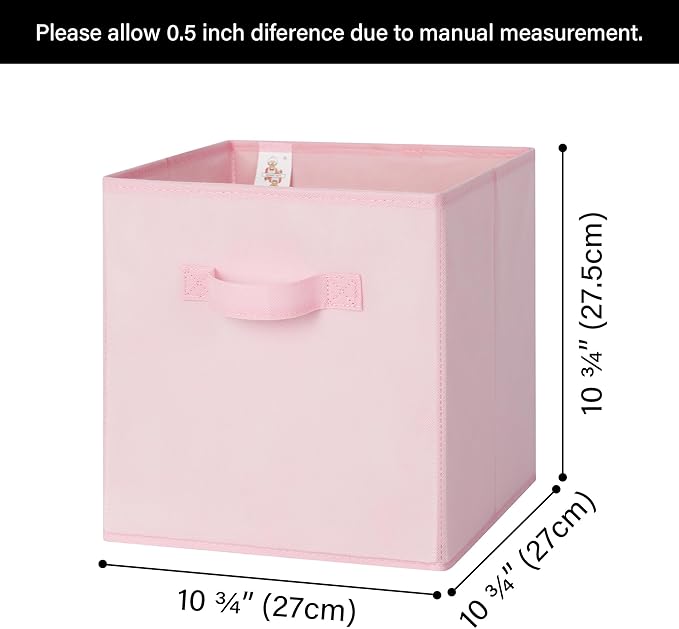 GRANNY SAYS Cube Storage Bins, 11 Inch Storage Cube Organizer, Collapsible Fabric Storage Cubes with Handle, Decorative Cube Storage Organizer for Shelves, Closet, Pink, 6-Pack