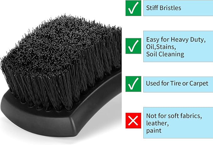 Wheel Rim & Tire Brush Set, Soft & Stiff Bristle Wash Cleaning Supplies Kit for Car Body Exterior Surface, Carpet, Truck,SUV,RV,Motorcycle
