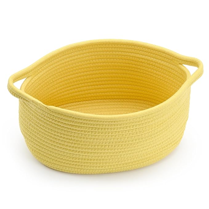 Yellow Woven Storage Basket with Handle – Versatile DIY Gift Basket for Valentine's Day, Baby Shower, Burr, Fundraisers – Decorative Organizer for Baby Toys, Pets & Home Storage