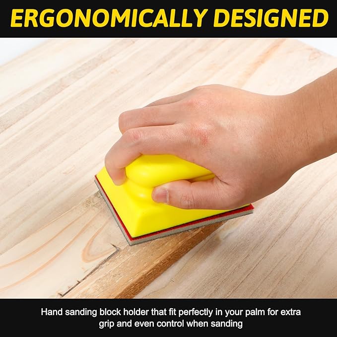 Sanding Sponge Holder, Sanding Blocks for Wood, Metal, Drywall, Glazing, 7 * 10cm Yellow