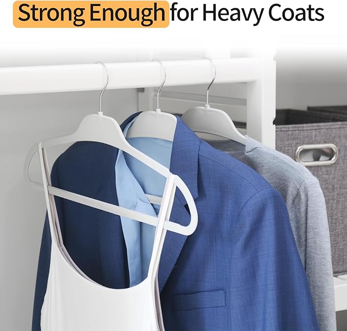 Non-Slip Rubber Coated Hangers, 30 Pack Plastic Clothes Hangers with 360° Swivel Hook 17.7 Inches Slim Space Saving Hangers for Adult Clothes Shirts Dresses Pants, Gray