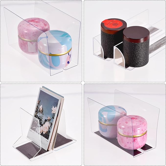 MECCANIXITY L Type Shelf Dividers, PVC Clear Closet Shelf Separator Organizer Clapboard for Cabinet Supermarket with Magnetic Strip 40 x 4 x 12cm Pack of 4