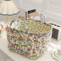 vctops Boho Cotton Quilted Storage Basket for Organizing, Basket Organizer Gift Baskets with Handles, Storage Bins for Toys, Books, Towels, and Clothes, Collapsible Fabric(Pattern C,13"x10.6"x10")