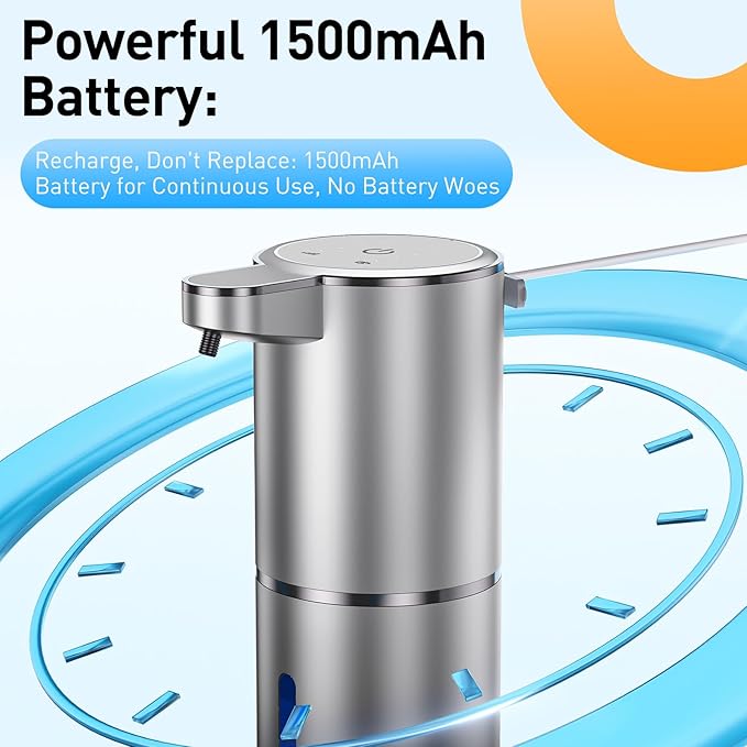 Automatic Soap Dispenser Touchless Automatic Liquid Soap Dispenser 4 Adjustable 1500mAh Soap Dispensing Levels Wall Mount for Kitchen and Bathroom