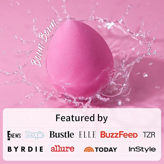 BEAKEY Latex-Free Blender Makeup Sponge for Blending, Pink Makeup Sponges Set, Soft Beauty Sponge, for Flawless Application of Liquid, Cream, and Powder Cosmetics