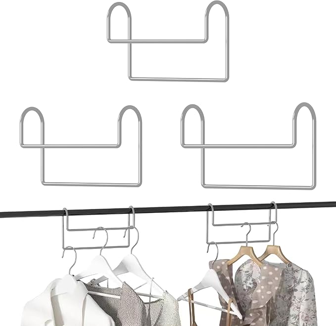 Space Saving Hangers for Clothes: 3 Pack 8 inch Magic Hanger Closet Organizer Metal Heavy Duty Hangers for Shirt Coat Pants Skirt Sorting Storage - Sliver