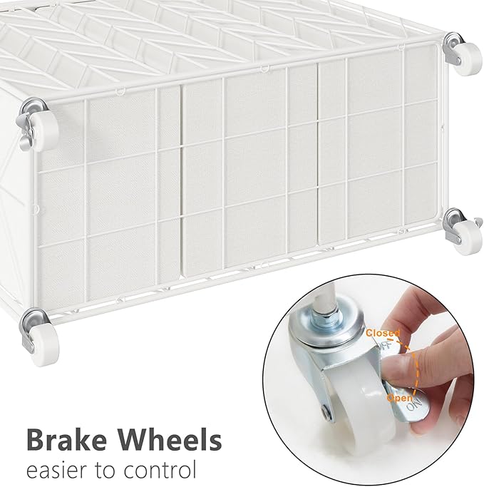 WOWLIVE Laundry Basket with Wheels, 142L Laundry Hamper 3 Section with Lid, Dirty Clothes Hamper with Removable Bags, Large Capacity Iron-Made Laundry Basket Organizer Laundry Sorter for Dorm, White