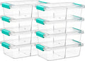 Vtopmart 8 Pack Clear Pencil Box, Plastic Pencil Holder with Removable Divider for Pen Organizer, Stackable Containers with Lid for Pen, Art Craft, Sticker, Scrapbook & Office Supplies