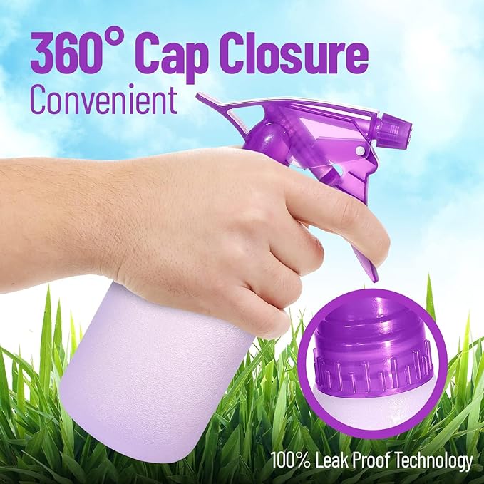 Refillable Stream and Spray Colored Squirt Bottles - 12oz Refillable Mister Bottle for Cleaning Solutions, Gardening, Grooming and Hair Salon COLORS MAY VARY | 3-BOTTLES