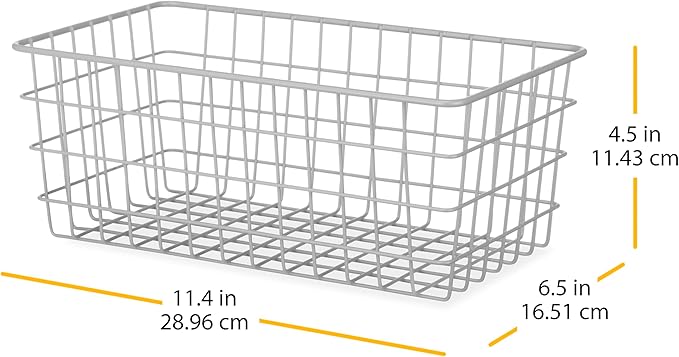 Whitmor 4 Pack Grey Wire Baskets for Organizing Office Wire Storage Baskets Wire Baskets Grey Metal Storage Baskets for Pantry Kitchen Bins Freezer