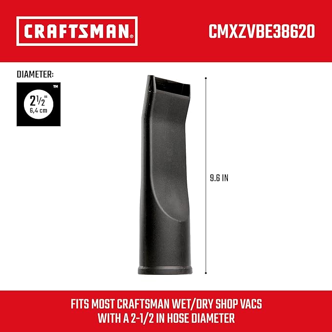 CRAFTSMAN CMXZVBE38620 2-1/2 in. Car Nozzle Wet Dry Vac Attachment, Industrial-Grade Shop Vacuum Accessory for Deep Automotive Cleaning, Fits 2-1/2 in. Hose Diameter
