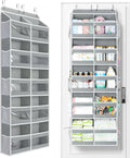 Yecaye 5-Tier Over The Door Organizer Dual-Column, 80lbs Load Extra Large Over The Door Storage of 10 Compartments, Heavy Duty Door Organizer Hanging for Bedroom Closet Dorm Bathroom Pantry, Gray
