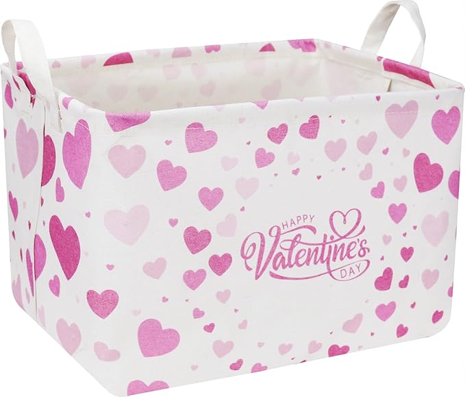CLOCOR Rectangular Valentines Basket Empty,Toys Storage Basket,Waterproof Gift Basket,Room Decor(Valentine Basket)