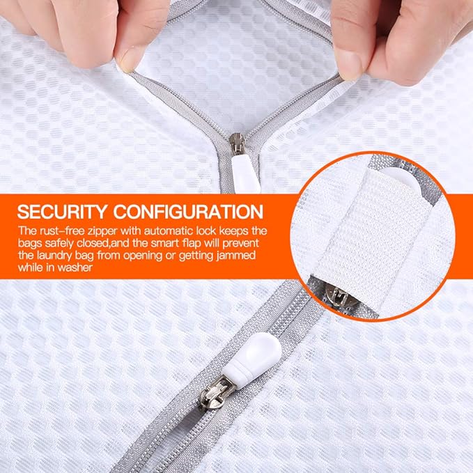 Kimmama Laundry Mesh Wash Bags, Lingerie Bags for Washing Delicates, Mesh Laundry Bags for Washing Machine, White Net, Grey Zipper, 1L & 1M