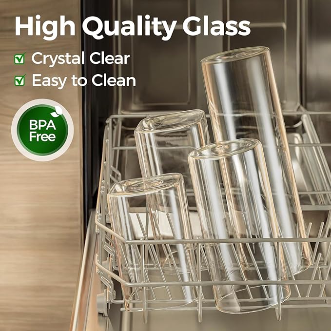 ComSaf Glass Food Storage Jars Set of 6, Clear Glass Storage Containers with Lids, Canisters Sets for the kitchen, Spaghetti, Pasta, Flour, Nuts, Oat, Coffee and Sugar Container, Pantry Organization