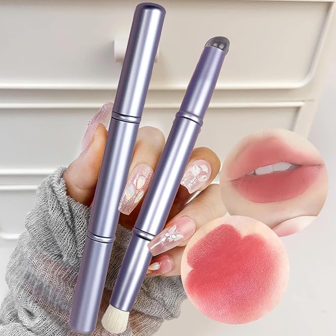 WOKOTO 1pcs Chrome Blue Double-Headed Nail Art Brushes Silicone Ombre Nail Brushes And Nail Dust Brushes Picking Dotting Gradient Pen Brush Nail Ombre Brush For Acrylic Nails Painting Cleaning