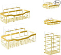 Fab Glass and Mirror 5-Pack Shower Caddy, Gold - Shower Organizer & Shelves for Efficient Storage, Bathroom Caddy for Wall Organizer, Durable Showers Wall Caddy