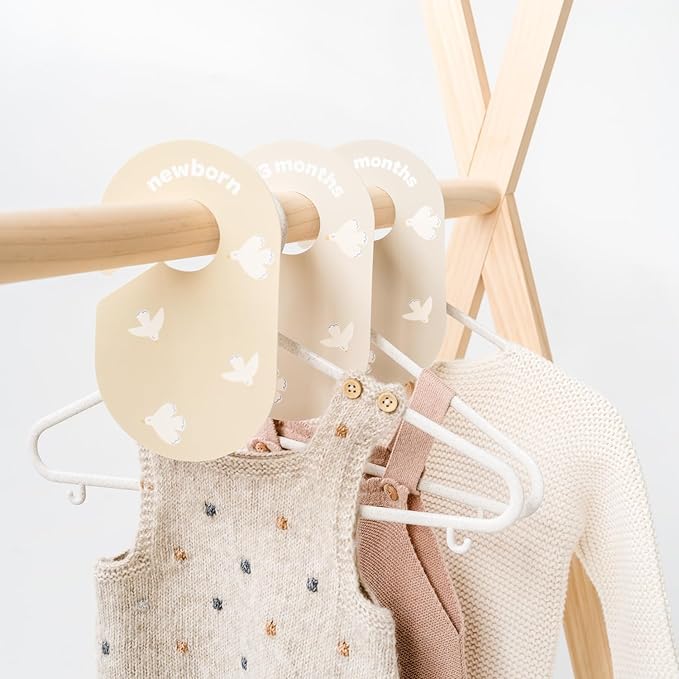 3 Sprouts Baby Closet Dividers Set of 8 - Toddler Clothes Organizer Hanger, Double-Sided Size Labels - Nursery Organization for Newborn Clothing, Infant, Boy & Girl - Bird