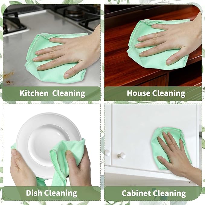 25Pcs Microfiber Cleaning Cloths, Microfiber Towels Bulk for Cars & Home,Reusable and Washable Cleaning Rags 5 Colors Assorted,11.8"X11.8"