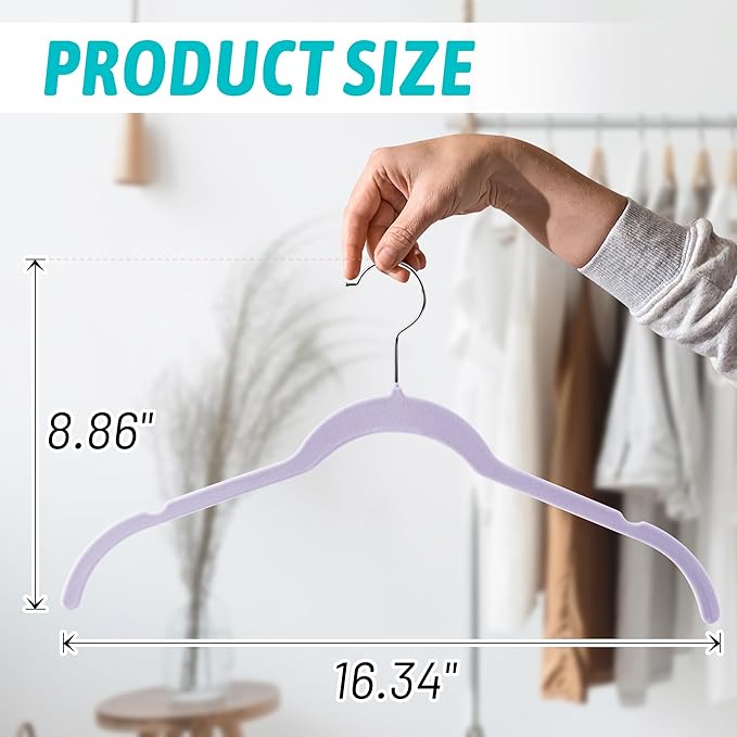 Sishynio 30 Pack Velvet Hangers - Non Slip Slim Hangers for Closet Organization, Space Saving Clothes Hangers with Notches for Dresses, Shirts(Purple)