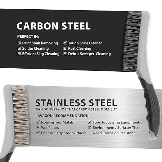 Wire Brush Set-Heavy Duty Stainless & Carbon Steel Bristles with Plastic Handle Grip for Rust, Wielding Slag, Dirt & Paint Scrubbing with Deep Cleaning – 10 Inches (Pack of 2-Gray)