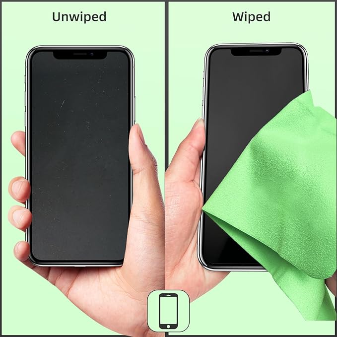 Suede Eyeglass Cloth 15.8 X 15.8 Inches Extra Large Cleaning Cloth Washable, Durable, Ultra-Fine High-Tech Quality Material for Eyeglasses, Lenses, Electronics and Screens, Car Mirrors Green