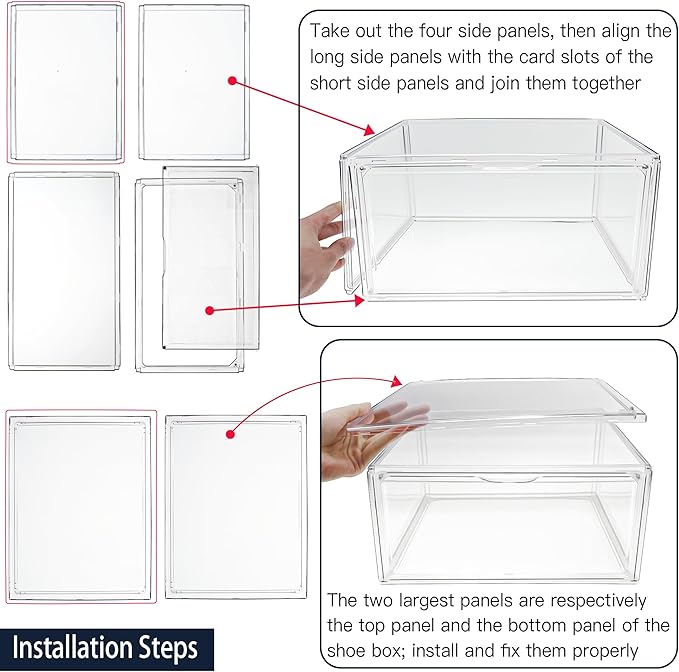 10 Pack Acrylic Sneaker Shoe Display Case, Size 12.5 Clear Shoe Boxes Stackable Purse Handbag Collectibles Organizer with Magnetic Door, Size 12.5 for Men Women Shoes Rack