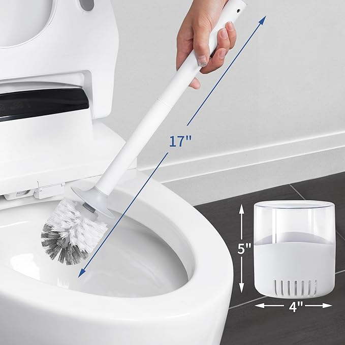 BOOMJOY Toilet Bowl Brush and Holder, 2 Pack Toilet Brush and Holder Set with Dense Bristles for Bathroom Deep Cleaning, Household Cleaning Accessories, Easy to Assemble, Clear