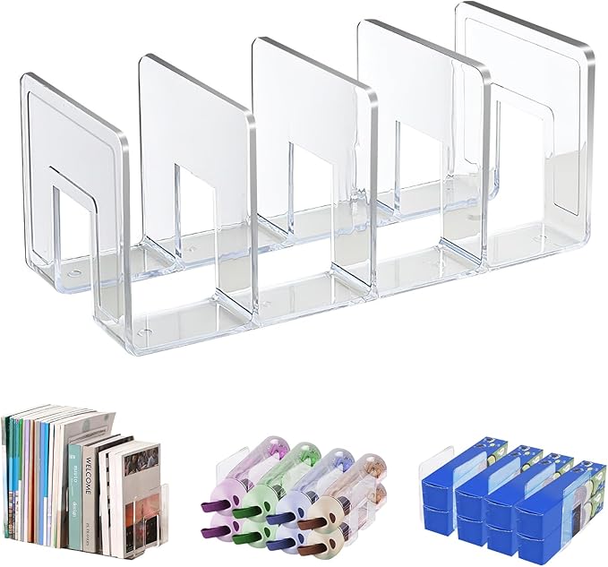 Marte Vanci Clear Acrylic File Sorter, Acrylic Purse Organizer, Sturdy Desk Magazine Holder Handbag Organizer Clutch Divider for Letter Office Supplies 4 Sections