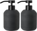 Black Hand Soap Dispenser, Matte Black Soap Dispenser for Bathroom 2 Pack, 12 Fl Oz Resin Soap and Lotion Dispensers Set with Plastic Pump, Boho Refillable Liquid Dish Soap Dispensers Bottle