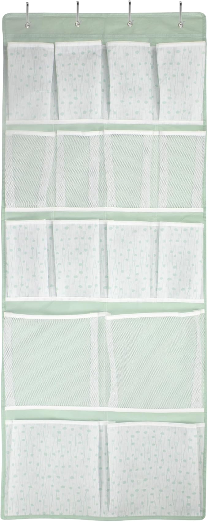 16 Pockets Over Door Hanging Organizer,Back of Door Shoes Organizer with 4 Kind of Pouches,Behind Closet Hanging Shelf Holder for Sock,Hat,Underwear,Travel Outfit,Storage Organization for Home,Dorm,RV