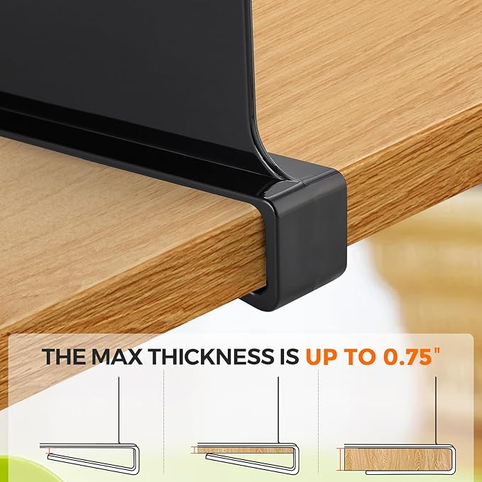 JOY DECOR 2 Pack Acrylic Matte Black Shelf Dividers for Closets Organizer and Storage Adjustable Vertical Wood Shelf Closet Separators for Clothes,Book,Bags in Bedroom and Kitchen