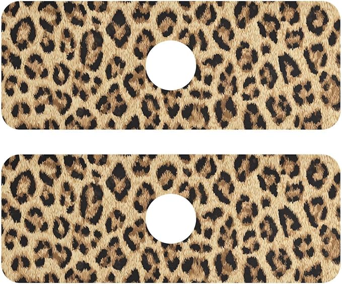 Kitchen Sink Splash Guard 2 PCS 14.7 Inch Sink Faucet Mat Splash Guard for Bathroom Countertop Water Absorbent Foldable Cuttable Soft Washable Classical Leopard Print