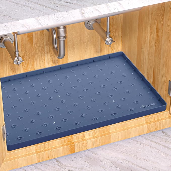 Sdpeia Under Sink Mat 22"×19" Waterproof Silicone Cabinet Liner & Sink Protector for Kitchen & Bathroom, Multi-Purpose Organizers Tray for Pets, Laundry, Cat Litter Mat