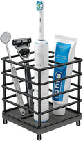 BOTEMY Toothbrush Holders with Quick Drying Mat—Black Toothbrush and Toothpaste Holder for Bathroom—Upgrade 3 Slots Openwork Design Bathroom Counter Organizer for Electric Toothbrush,Razor,Toothpaste