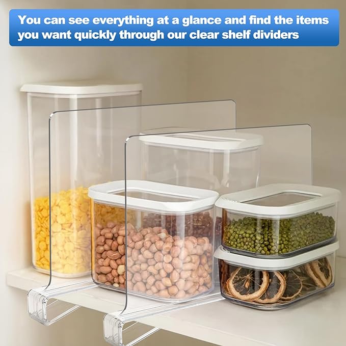 Bgtecho 12 Pack Acrylic Shelf Dividers,Clear Acrylic Divider for Clothes/Purses,Wood Shelf Closet Separators,Shelf Divider Closet Organizer,Shelf Separators in Bedroom Kitchen Office Cabinets Storage