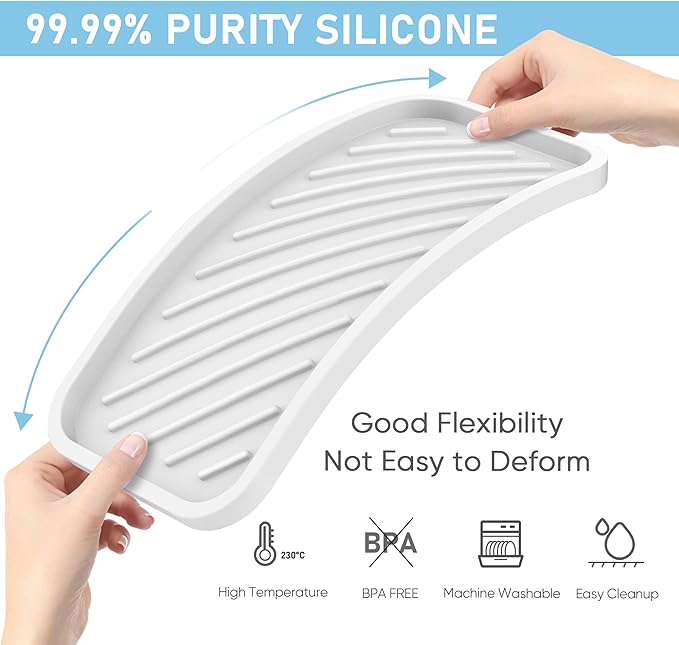 EG-SIPRO Silicone Sponge Holder, Large 10" Kitchen Sink Organizer Tray, Sponge Caddy, Dish Soap Holder, Scrubber, Soap Dispenser, Scouring Pad